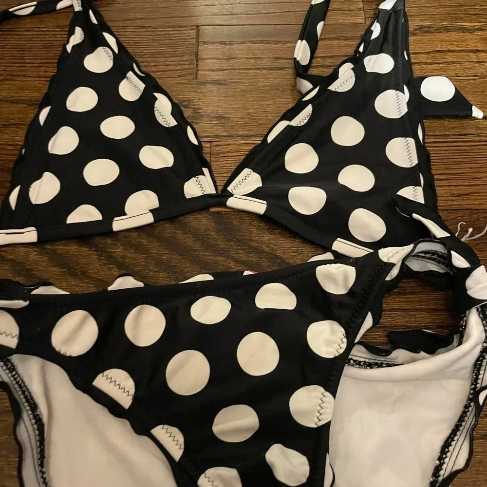 Seafolly reversible island and polka dot bikini 12